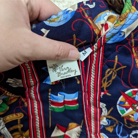 Vera Bradley Women's Size Medium Nautical Hidden Button Shoulder Padded Jacket - Picture 4 of 5